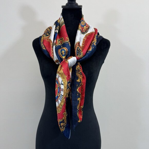 Casca Scarfs 80s Vintage Square Scarf Headscarf Baroque Print 34” X 34” - Picture 1 of 4